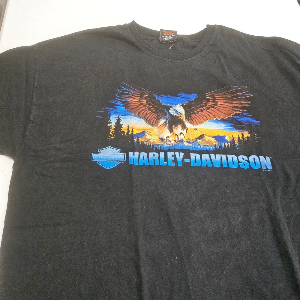 Harley-Davidson Uhl Studios Eagle Graphic T-Shirt Black 2XL 2004 Vintage Style